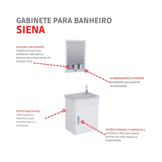 Kit Para Banheiro Siena 39cm Com 1 Porta 578202 Branco Rorato - Imagem principal - 101c6dd4-18ab-46d4-86a6-799f463ee0e4