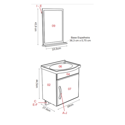 Kit Para Banheiro Siena 39cm Com 1 Porta 578202 Branco Rorato - Imagem principal - 1f904dba-ee16-4690-b169-864d4455c235