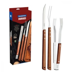 Kit Para Churrasco Em Inox Com 3 Peças Polywood Madeira Tramontina