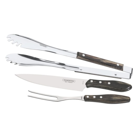Kit Para Churrasco Em Inox Polywood Com 3 Peças 21198/961 Castanho Tramontina - Imagem principal - d96c3662-0ddd-4056-a040-25c640d7c17b