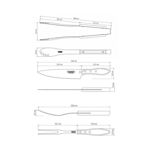Kit Para Churrasco Em Inox Polywood Com 3 Peças Vermelho Tramontina - Imagem principal - b7a219f0-69f0-4e89-a188-583637a8a311