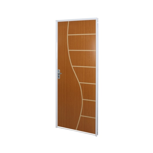 Kit Porta Açomad Decorada Cantareira Semi-Oca Mogno Abertura Pela Esquerda MGM 215x75cm - Imagem principal - e301bf46-6bfb-4bb8-be6a-4768113e7671