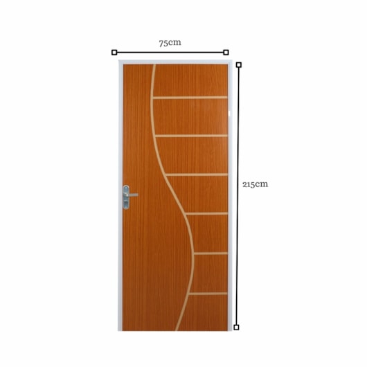 Kit Porta Açomad Decorada Cantareira Semi-Oca Mogno Abertura Pela Esquerda MGM 215x75cm - Imagem principal - 71cb22d0-8bd5-4b07-8e82-8ecfab37d21e