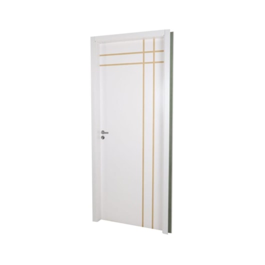 Kit Porta Melamínica Decor Semi-Oca Mantiqueira Rq120 Abertura Pela Esquerda Branco Mgm 215x84cm - Imagem principal - 511a36e2-8841-479f-b0f7-6bcb5c3cb2dc