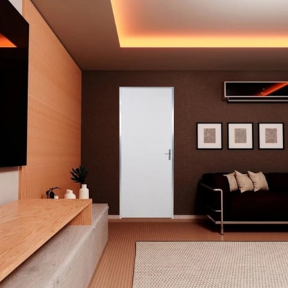 Kit Porta Melamínica Lisa Ecomadeiral Com Abertura Pela Direita Branco MGM 212x85cm