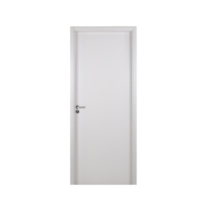 Kit Porta Melamínica Lisa Semi-Oca Com Batente Em Mdf Rq10 Abertura Pela Esquerda Branco Mgm 215x74cm