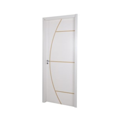 Kit Porta Melamínica Madeira Decorada Nebli Branco Com Abertura Para Esquerda MGM 215x84x16cm