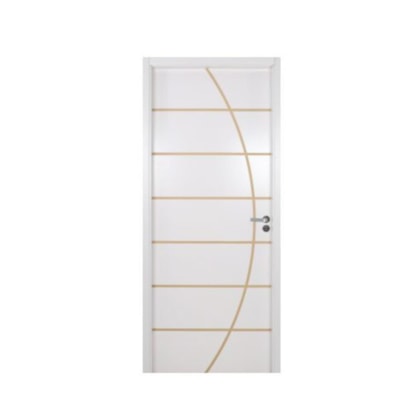 Kit Porta Melamínica Madeira Decorada Nebli Branco Com Abertura Pela Direita MGM 215x84x16cm