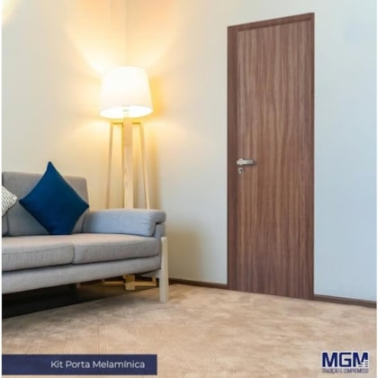 Kit Porta Pronta Madeira Lisa Melamínico Carvalho Quebec Abertura Pela Esquerda MGM 215x74x16cm