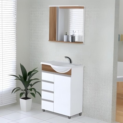 Kit Suspenso Para Banheiro Florence 59,5cm 2 Gavetas 557029 Nogal Rorato