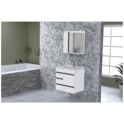 Kit Suspenso Para Banheiro Modena 59,5cm 2 Gavetas 557841 Branco Texturizado Rorato