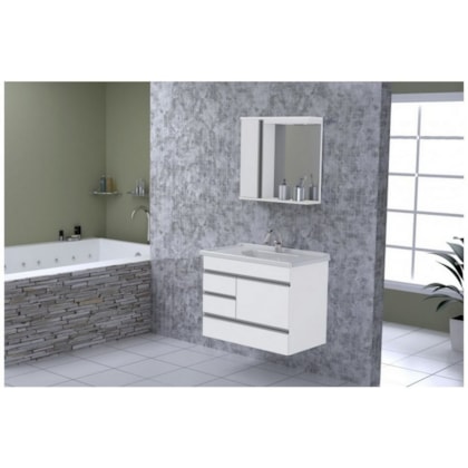 Kit Suspenso Para Banheiro Modena 79,5cm 2 Gavetas 557941 Branco Texturizado Rorato