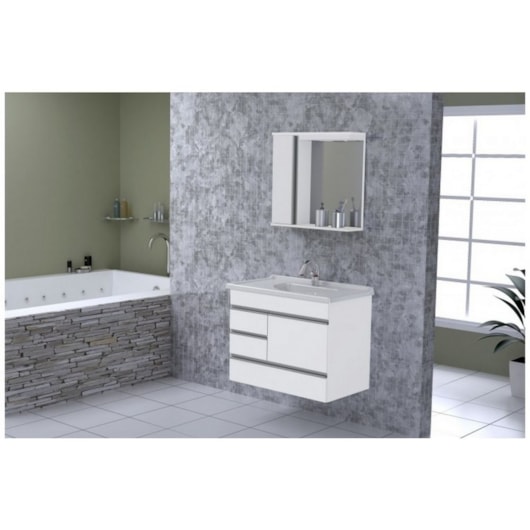 Kit Suspenso Para Banheiro Modena 79,5cm 2 Gavetas 557941 Branco Texturizado Rorato - Imagem principal - b1963c18-5ef2-4bbb-87f8-67e449772b6d