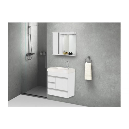 Kit Suspenso Para Banheiro Nápole 59,5cm 2 Gavetas 522841 Branco Texturizado Rorato - Imagem principal - 7f12522f-0f90-49e2-b5c7-7045536fe9ce