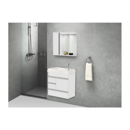 Kit Suspenso Para Banheiro Nápole 59,5cm 2 Gavetas 522841 Branco Texturizado Rorato