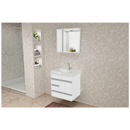 Kit Suspenso Para Banheiro Nápole 59,5cm 2 Gavetas 522941 Preto Texturizado Rorato