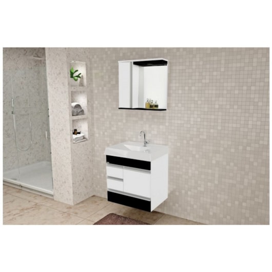 Kit Suspenso Para Banheiro Nápole 59,5cm 2 Gavetas 522942 Preto Texturizado Rorato - Imagem principal - 727a1f02-83ce-4ba3-801f-19737107447a