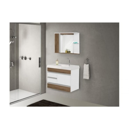 Kit Suspenso Para Banheiro Nápole 79,5cm 2 Gavetas 523129 Nogal Rorato