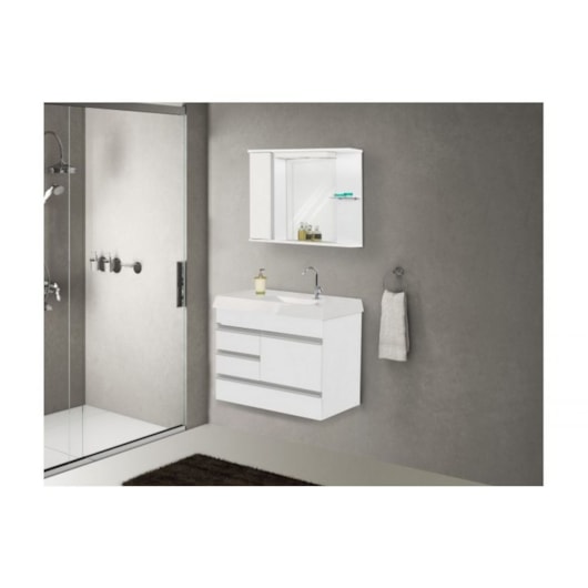 Kit Suspenso Para Banheiro Nápole 79,5cm 2 Gavetas 523141 Branco Texturizado Rorato - Imagem principal - 23fe9b0d-f2e7-4424-ad11-a410d2cf7c7d