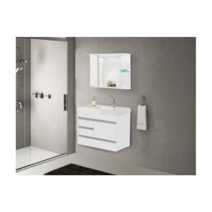 Kit Suspenso Para Banheiro Nápole 79,5cm 2 Gavetas 523141 Branco Texturizado Rorato