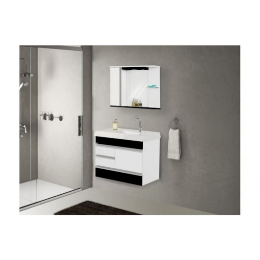 Kit Suspenso Para Banheiro Nápole 79,5cm 2 Gavetas 523142 Preto Texturizado Rorato - Imagem principal - 296ff7cd-30a1-466e-9f91-3bfd0cc1d243