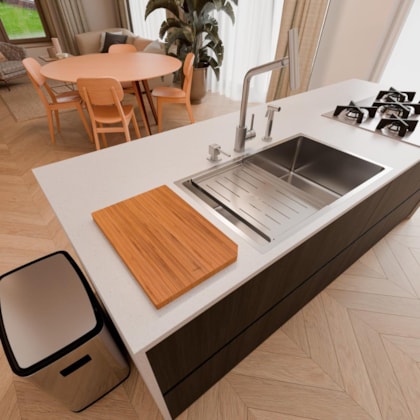 Kit Tábua Bandeja Em Aço Inox Para Cuba Design Collecrion Quadrum Tramontina