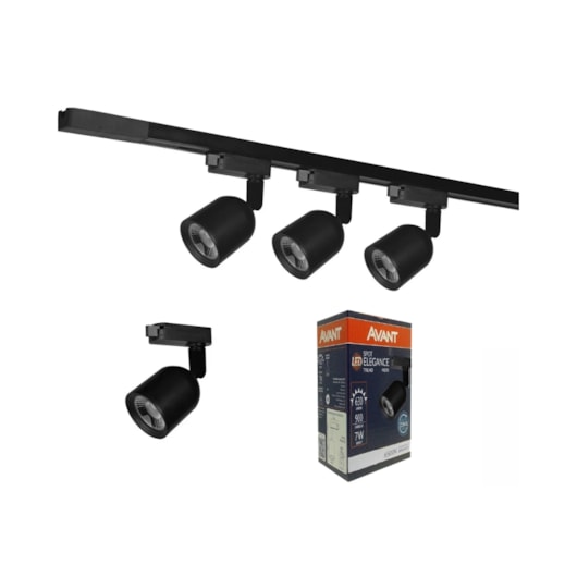 Kit Trilho Elegance Preto Fosco 3 Spots De 7w 6500k Emissão De Luz Branca Avant - Imagem principal - 364f6aeb-6d4e-40e5-b253-07fb76a5ba4c