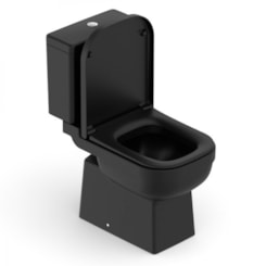 Kit Vaso Sanitário Caixa Acoplada Assento E Acessórios De Instalação Elite Matte Black Celite