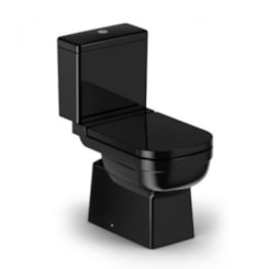 Kit Vaso Sanitário Caixa Acoplada Assento E Acessórios Elite Preto Brilho Celite