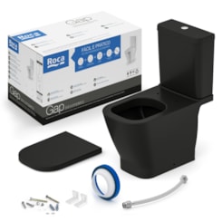 Kit Vaso Sanitário  Com Caixa Acoplada Acessórios De Instalação E Assento Termofixo Gap Matte Black Roca