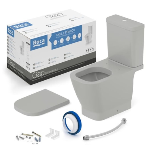Kit Vaso Sanitário  Com Caixa Acoplada Acessórios De Instalação E Assento Termofixo Gap Stone Roca - Imagem principal - 289ebaef-7839-45ff-a05b-96dd856248c4