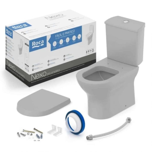 kit Vaso Sanitário Com Caixa Acoplada Acessórios De Instalação E Assento Termofixo Nexo Stone Roca - Imagem principal - 7426bff6-52f7-477e-b0c2-f73b8106f82b