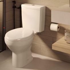 Kit Vaso Sanitário com Caixa Acoplada Assento e Acessórios de Instalação Flamingo Branco Roca