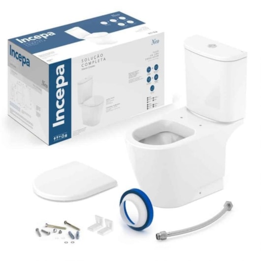 Kit Vaso Sanitário Com Caixa Acoplada Assento E Acessórios Neo Rimless Branco Incepa  - Imagem principal - 36ac2209-b070-402a-9a3a-bb26018dba6b