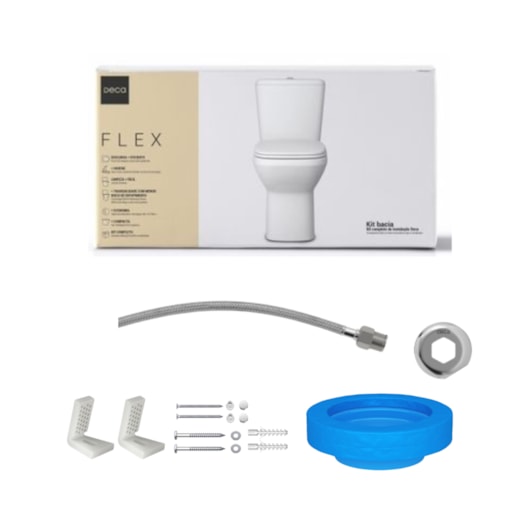 Kit Vaso Sanitário Com Caixa Acoplada Assento E Componentes Para Instalação Flex Branco Deca - Imagem principal - 51f33989-fa65-4002-be1c-140cec545e1f