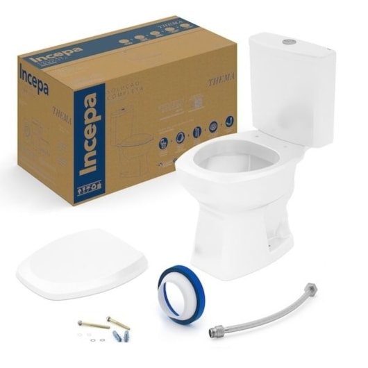 Kit Vaso Sanitário Com Caixa Acoplada Assento Em Polipropileno E Itens De Instalação Thema Branco Incepa - Imagem principal - 494b02b7-2d30-49fe-a293-bfe7e9135b72