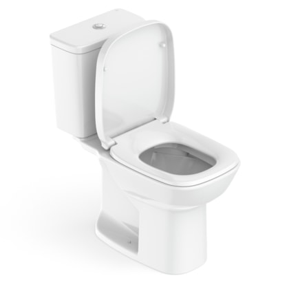 Kit Vaso Sanitário Com Caixa Acoplada Assento PP Soft Close E Itens De Instalação Debba Square Branco Roca