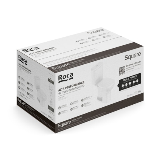 Kit Vaso Sanitário Com Caixa Acoplada Assento PP Soft Close E Itens De Instalação Debba Square Branco Roca - Imagem principal - a306041b-d244-4702-a986-4373dbc7a8bd