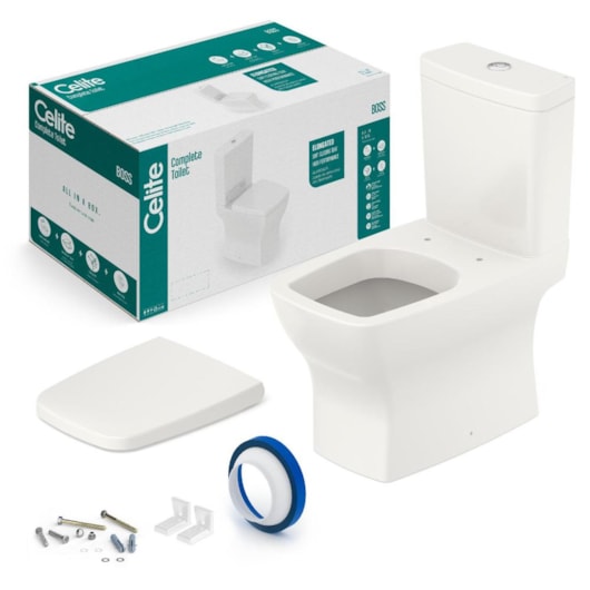 Kit Vaso Sanitário Com Caixa Acoplada Assento Termofixo E Acessórios De Instalação Boss Beige Celite - Imagem principal - 0f124319-8912-45f0-aabf-af713d9dca96