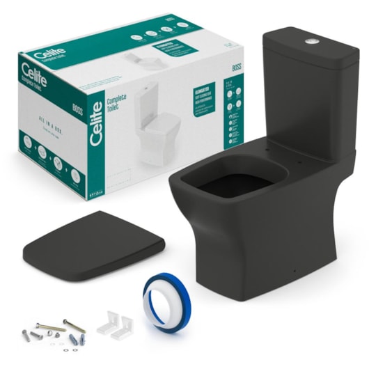 Kit Vaso Sanitário Com Caixa Acoplada Assento Termofixo E Acessórios De Instalação Boss Onix Celite - Imagem principal - 73cb557e-f4f5-4957-9412-8541f6d30011