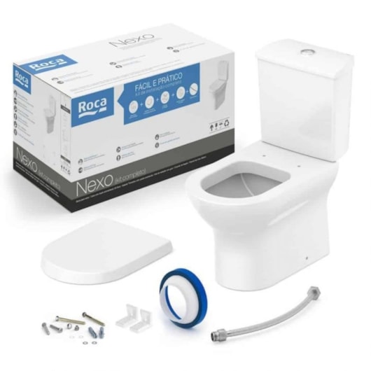 Kit Vaso Sanitário com Caixa Acoplada Assento Termofixo E Acessórios de Instalação Nexo Branco Roca - Imagem principal - ff8bf673-4aed-44b8-979f-da1e822b6a1c