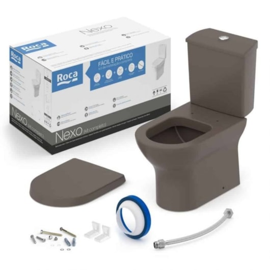 Kit Vaso Sanitário Com Caixa Acoplada Componentes Para Instalação E Assento Termofixo Nexo Café Roca - Imagem principal - de0d4535-cfe1-4174-8219-2faff4b6bbe0
