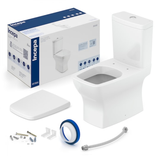 Kit Vaso Sanitário Com Caixa Acoplada E Acessórios Boss Branco Incepa - Imagem principal - db891f50-9611-413e-88a4-75e0e1b6a912