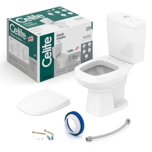 Kit Vaso Sanitário Com Caixa Acoplada E Acessórios City Branco Celite - Imagem principal - ca1bc3fe-15b1-4601-a4c2-eeb2ca7b8cb8