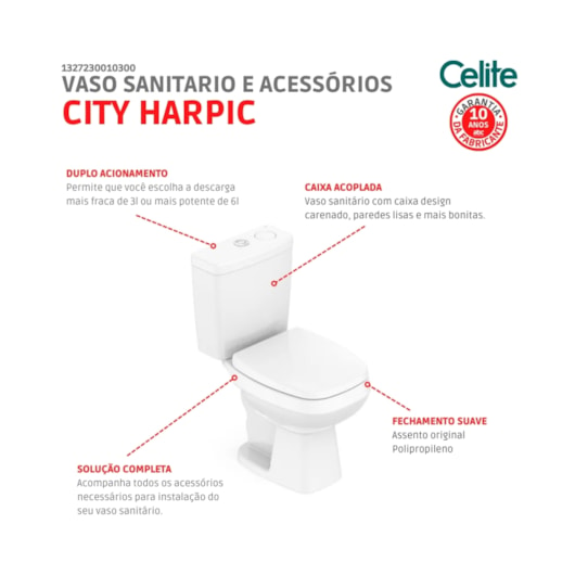 Kit Vaso Sanitário Com Caixa Acoplada E Acessórios City Branco Celite - Imagem principal - 15b24c74-23fa-475f-ac86-8f0eed7e763d