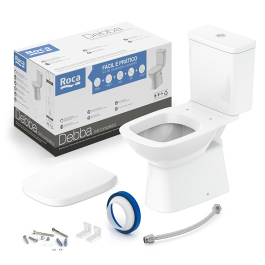 Kit Vaso Sanitário Com Caixa Acoplada e Acessórios de Instalação Debba Classic Branco Roca - Imagem principal - fcdeef15-3338-4ca1-a534-bd53f5f0b33e