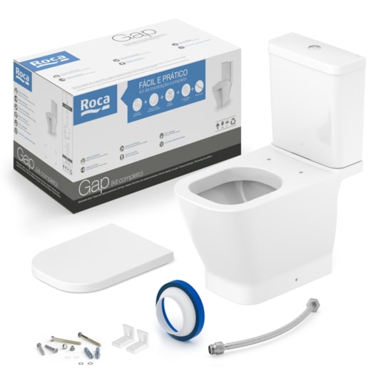 Kit Vaso Sanitário Com Caixa Acoplada E Acessórios Gap Branco Roca - Imagem principal - 02b00750-fe64-47b5-a245-5c474e87ff83