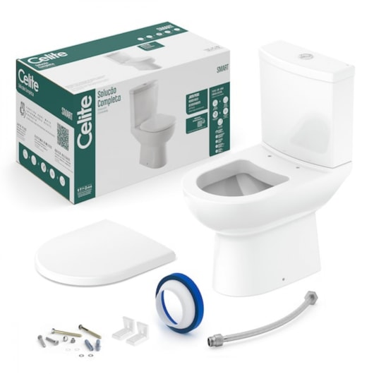 Kit Vaso Sanitário Com Caixa Acoplada E Acessórios Smart Celite Branco - Imagem principal - 0d21c1ec-4314-42d7-bb16-a81038dbbcb3