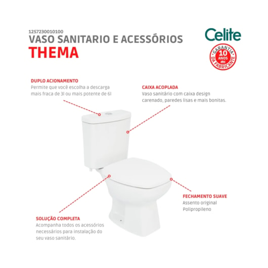 Kit Vaso Sanitário Com Caixa Acoplada E Acessórios Thema Branco Incepa - Imagem principal - 95fcabea-b9ba-42fc-baa2-4c7bc50603da