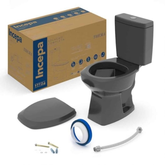 Kit Vaso Sanitário Com Caixa Acoplada E Acessórios Thema Preto Incepa - Imagem principal - 7e9e646e-46f5-4e87-b805-c0826cc94ead